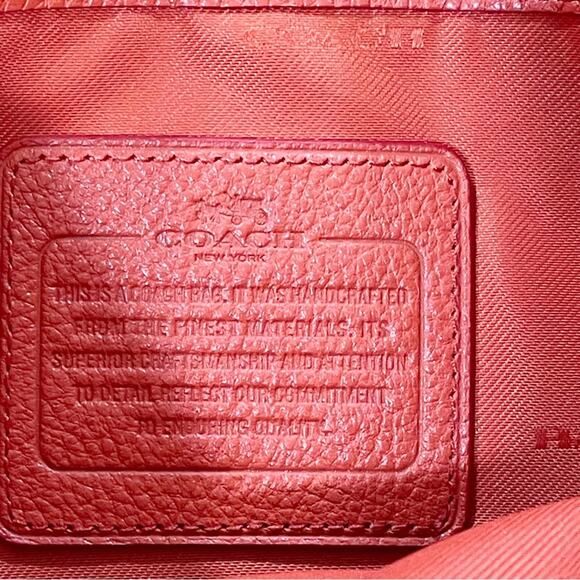 Coach Pebble Prairie Satchel Crossbody Bag Purse Red Orange A1581-34340 - Picture 9 of 10